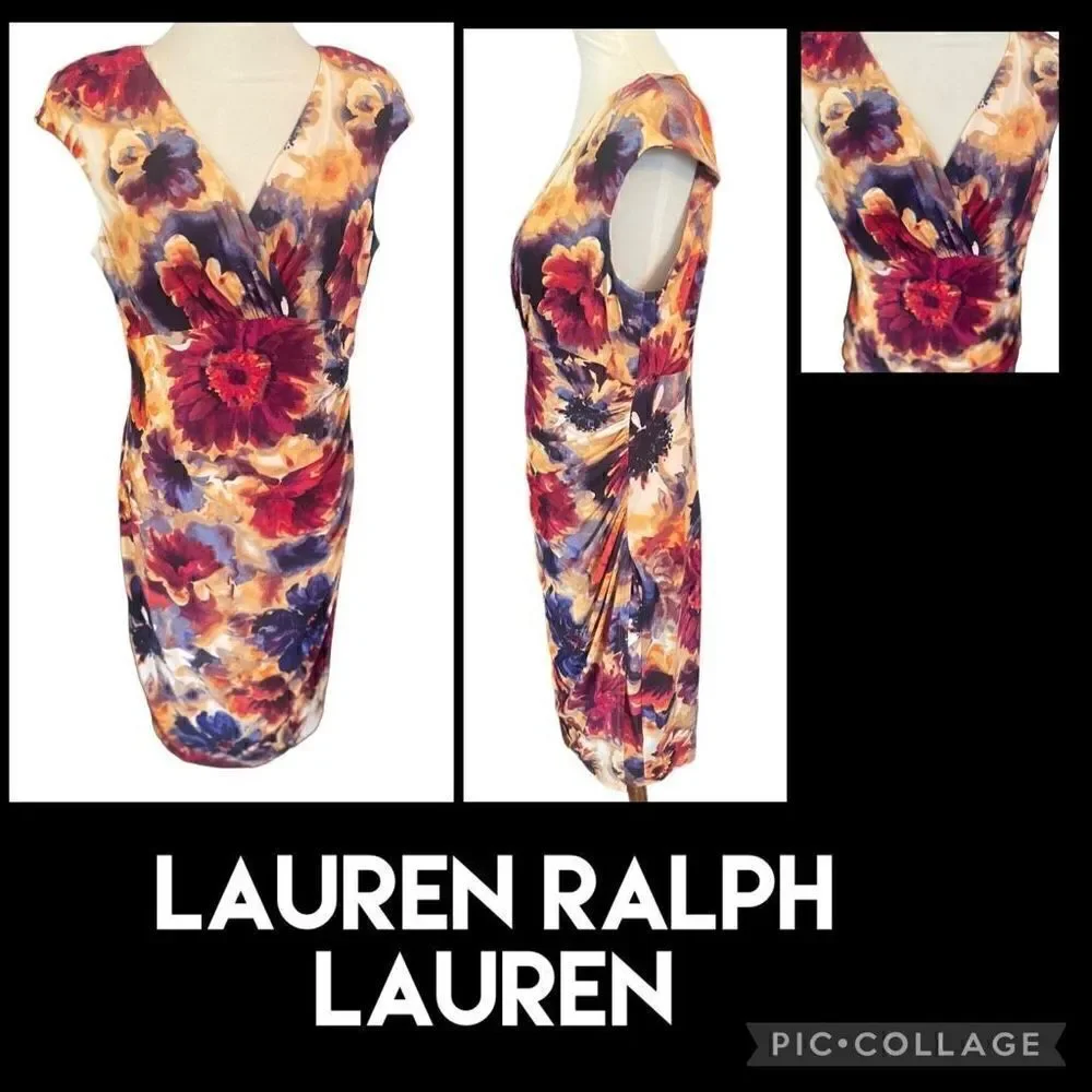 Lauren Ralph Lauren Sleeveless Multi-Color Floral Dress Size 14-NWOT